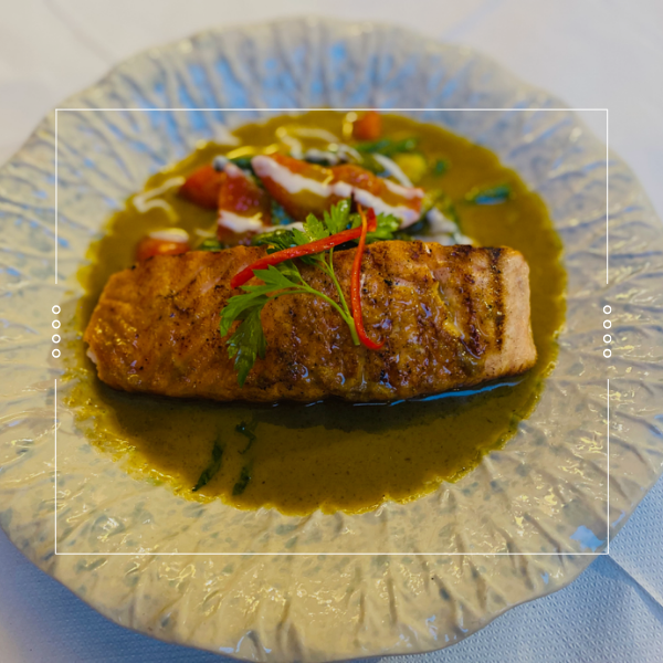 Grilled Salmon Green Thai Curry